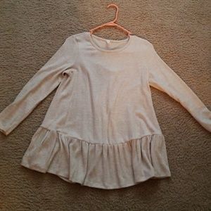 Pink Blush Cream Knit Ruffle Trim Maternity Top